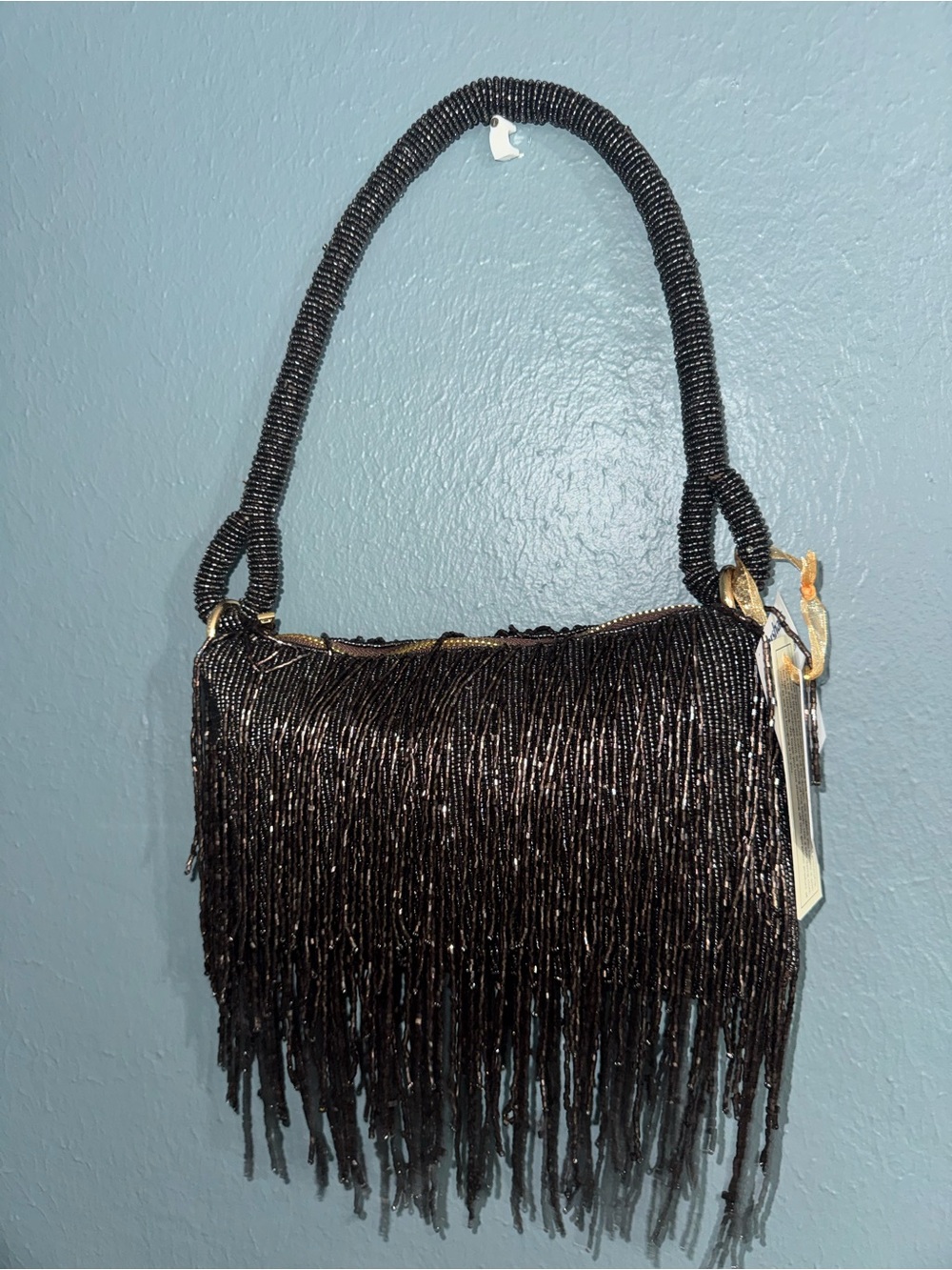 Brown  Beaded Fringe Shoulder Bag - Unbranded